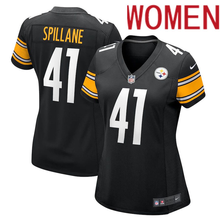 Women Pittsburgh Steelers #41 Robert Spillane Nike Black Game NFL Jersey